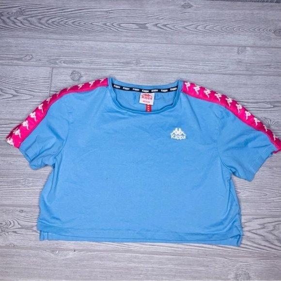 Blue kappa cropped short sleeve t shirt tank top size medium - Picture 1 of 6